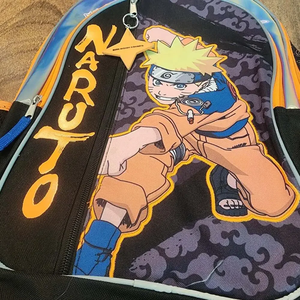 Bioworld Naruto Black 16in Backpack Boys Anime School Bag Mesh Bottle Pockets
